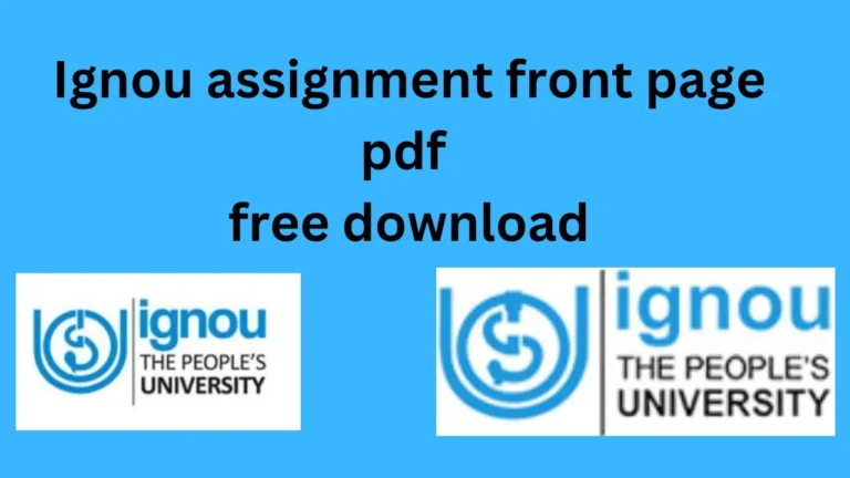 Ignou assignment front page pdf free download IN HINDI